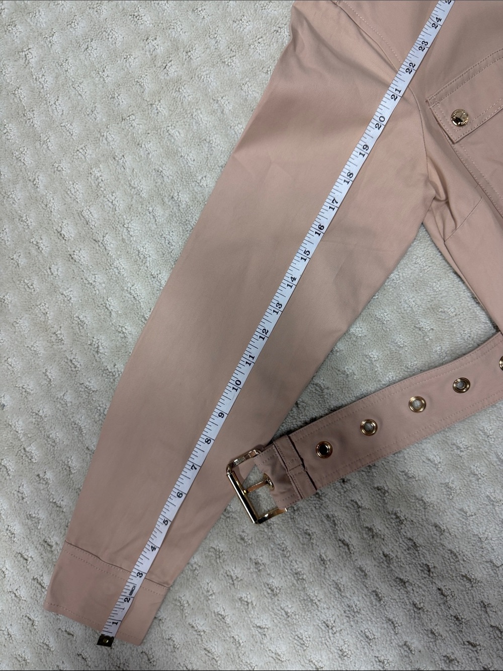 Michael Kors Neutral Beige Belted Shirt Mini Dress - Picture 13 of 13